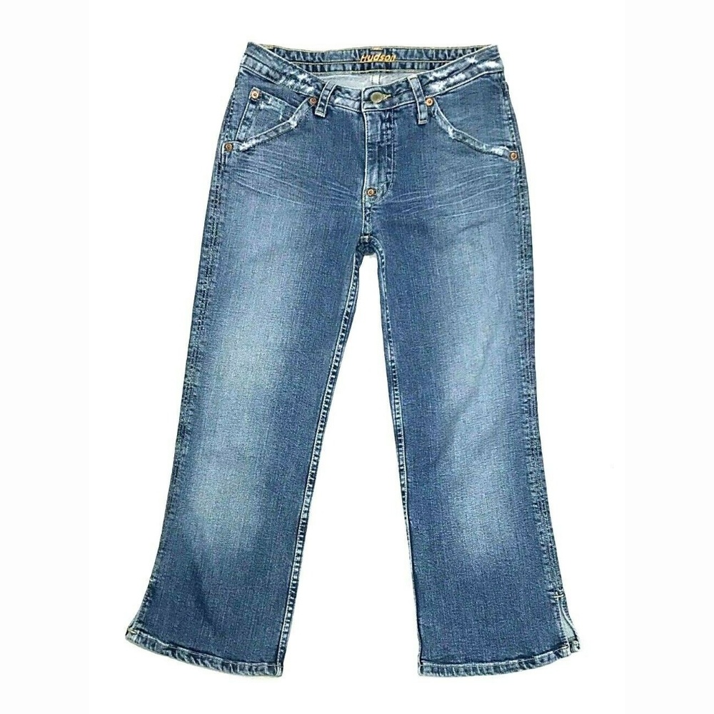 Hudson 29 Distressed Capri Jeans Flap Pockets